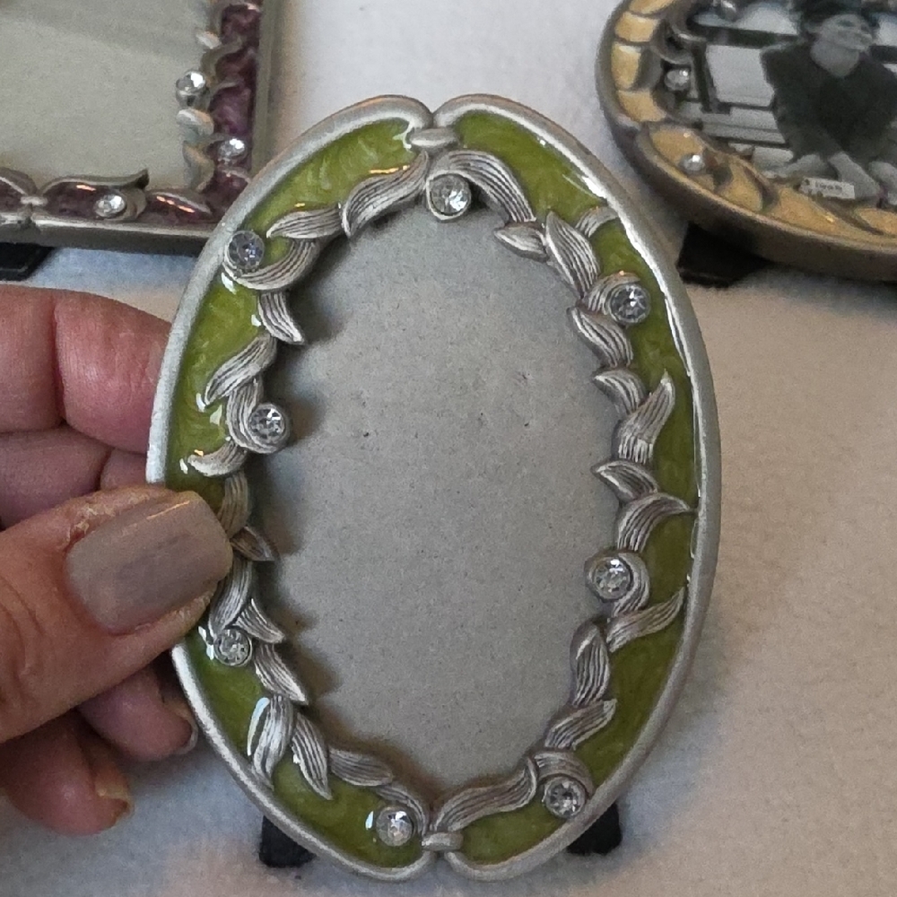 Decorative Miniature Photo Frame Set in Green, Purple, and Gold - Picture 3 of 4